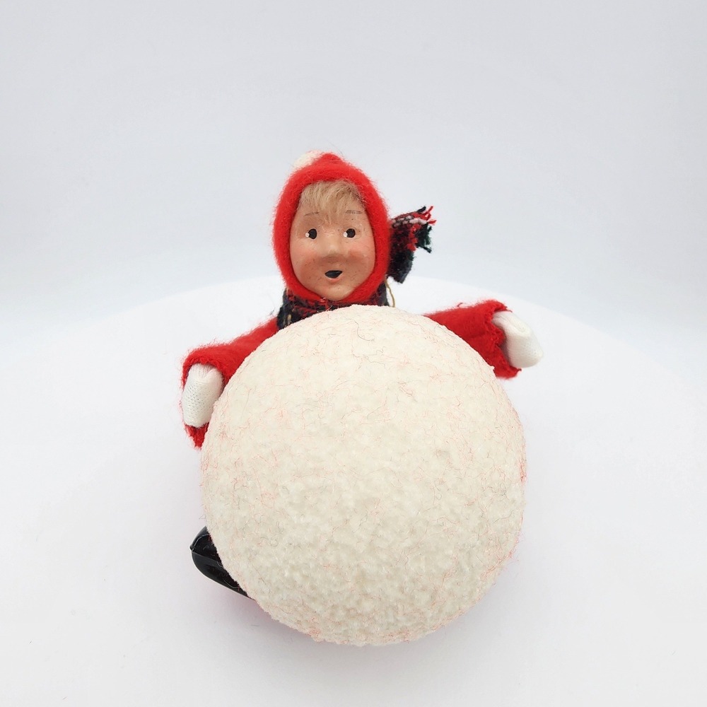 Annalee Boy With Snowball Christmas Doll Red Plaid Scarf Winter Decor Vintage